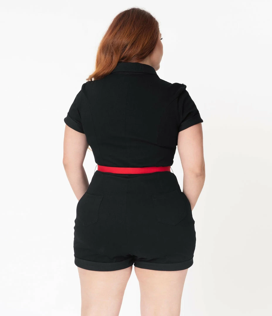 Rompers & Jumpsuits Unique Vintage Plus Size 1950s Black Patsy Romper
