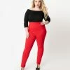 Unique Vintage Plus Size Red High Waist Rizzo Cigarette Pants