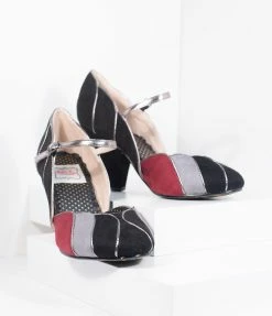 Ellie Shoes Bettie Page Black Suede Kathryn Heels