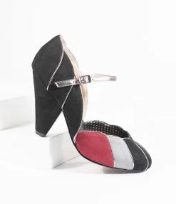 Ellie Shoes Bettie Page Black Suede Kathryn Heels
