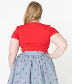Unique Vintage Plus Size Red Sweetheart Ruthie Top Sale