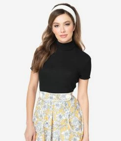 Clothing Smak Parlour Black Mock Turtleneck It Girl Top