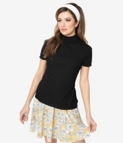 Clothing Smak Parlour Black Mock Turtleneck It Girl Top