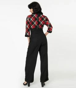 Unique Vintage Black Thelma Suspender Pants