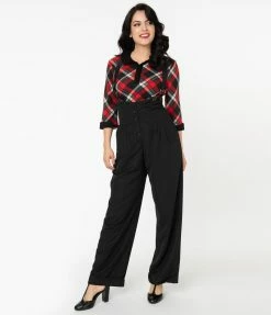 Unique Vintage Black Thelma Suspender Pants