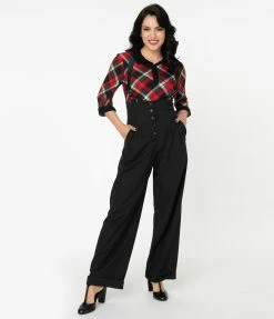 Unique Vintage Black Thelma Suspender Pants