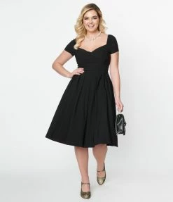 Unique Vintage Black Sweetheart Midge Swing Dress New Arrivals!
