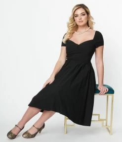 Unique Vintage Black Sweetheart Midge Swing Dress New Arrivals!