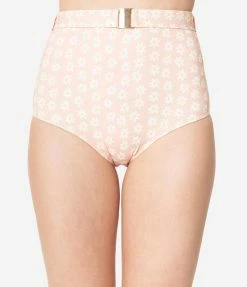 Kingdom & State Peach & Ivory Daisy Print Swim Bottoms Swimwear