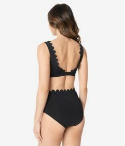 Kingdom & State Black Scalloped Swim Bottoms Swimwear