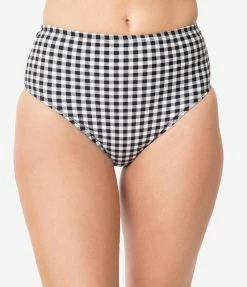 Dreamwave Pin-Up Style Black & White Gingham Swim Bottom