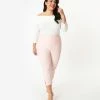 Sale Unique Vintage Plus Size Light Pink High Waist Rachelle Capri Pants