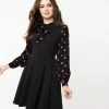 Smak Parlour Black & Pumpkin Print She.E.O. Fit & Flare Dress