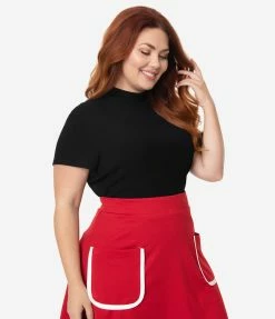 Clothing Smak Parlour Plus Size Black Mock Turtleneck It Girl Top