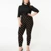 Unique Vintage Plus Size 1950s Black & Orange Pumpkin Patch Rizzo Cigarette Pants