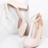 Unique Vintage Beige Leatherette T-Strap Astaire Pumps
