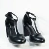 Unique Vintage Black Leatherette T-Strap Astaire Pumps Unique Vintage Brand