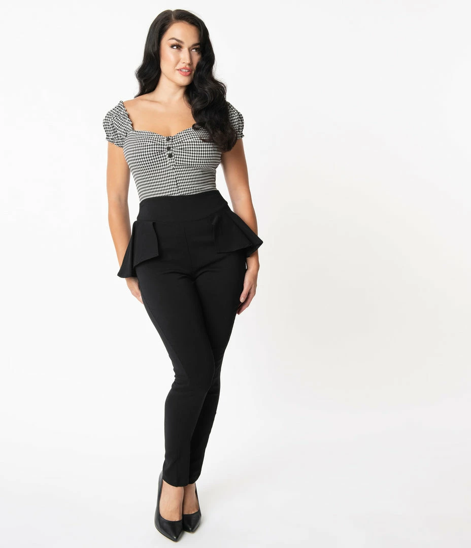 Sale Unique Vintage Black Peplum Grable Pants