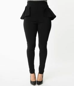 Sale Unique Vintage Black Peplum Grable Pants