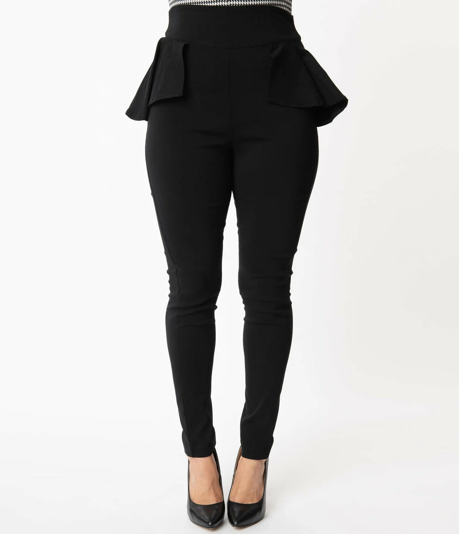 Sale Unique Vintage Black Peplum Grable Pants
