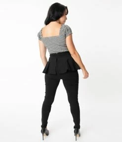 Sale Unique Vintage Black Peplum Grable Pants