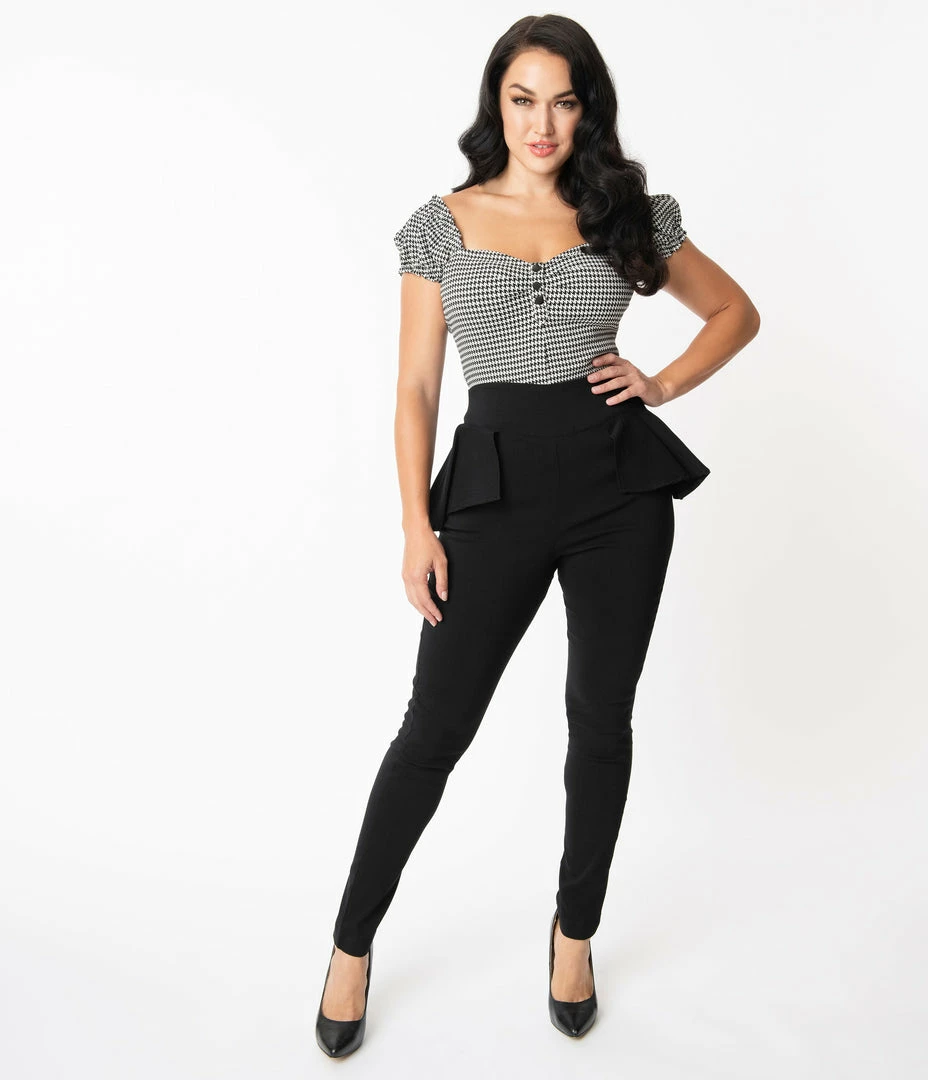 Sale Unique Vintage Black Peplum Grable Pants
