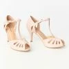 Flapper Unique Vintage Beige Patent Leatherette T-Strap Everly Pumps