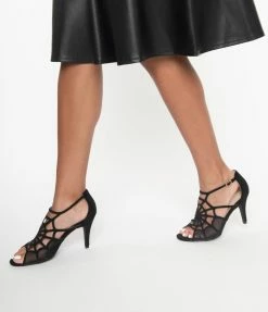 Unique Vintage Black Spider Web Heels