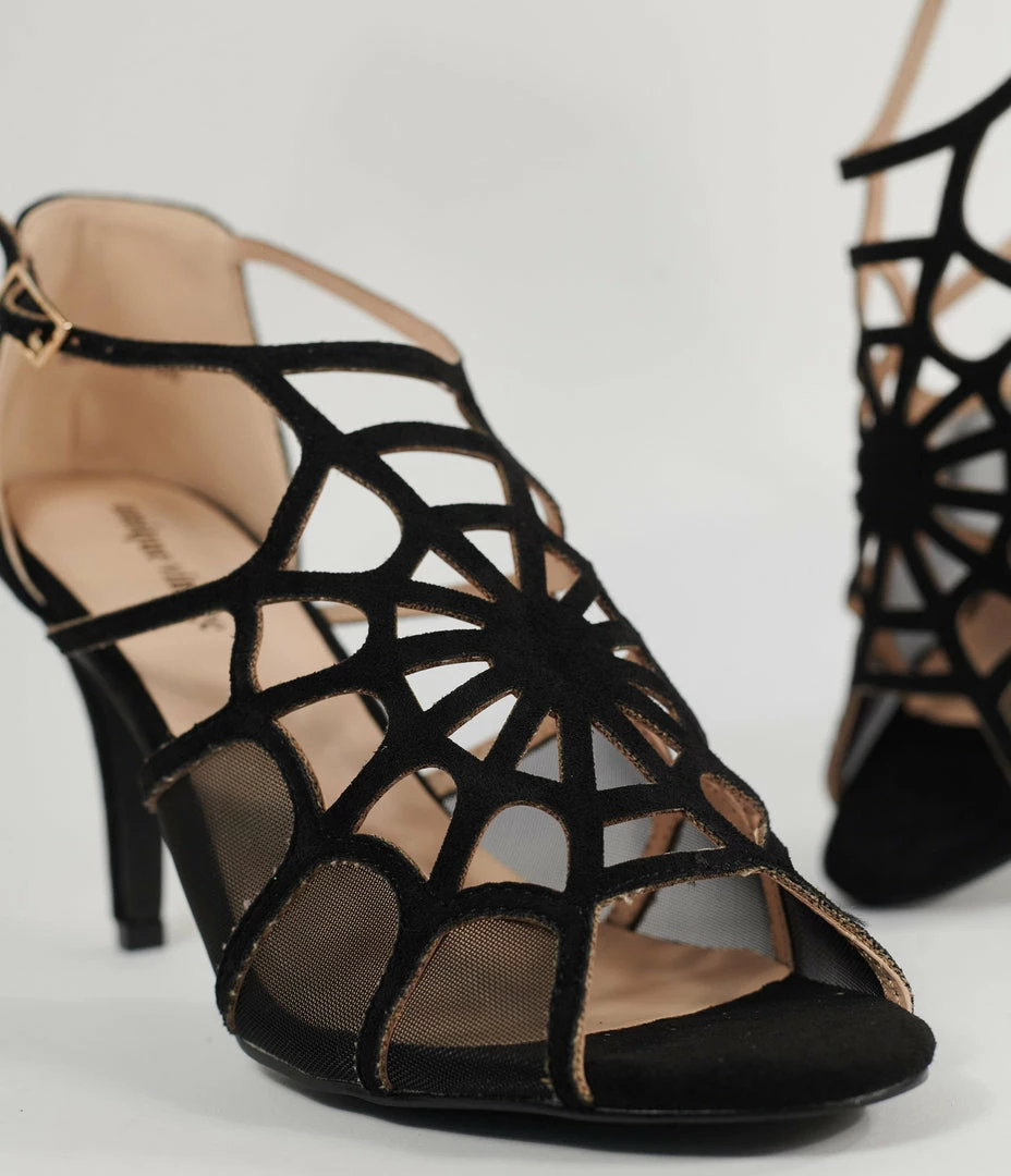 Unique Vintage Black Spider Web Heels