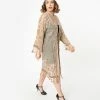 Western Fashion Clothing Champagne Medallion Devore Velvet Beaded Flapper Coat