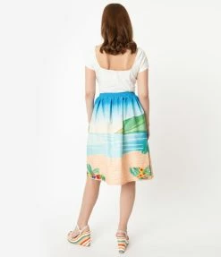 Unique Vintage Hula Island Scene Jayne Swing Skirt