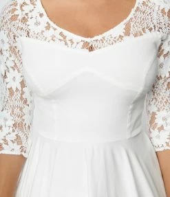 SHEEN Clothing Ltd Wedding 1950s Ivory Lace Sky Bridal Swing Dress