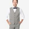 Berragamo Sale Cream & Brown Houndstooth Mens Vest