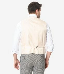 Berragamo Sale Cream & Brown Houndstooth Mens Vest