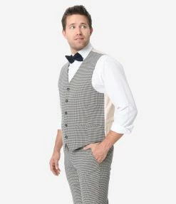 Berragamo Sale Cream & Brown Houndstooth Mens Vest