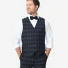 Berragamo Navy Blue Windowpane Mens Vest Sale