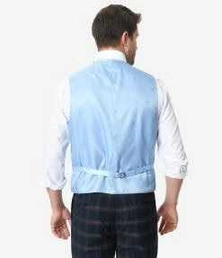 Berragamo Navy Blue Windowpane Mens Vest Sale