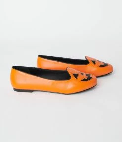 YRU (Strange Cvlt) Shoes Orange Leatherette Pumpkin Lydia Flats