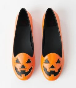 YRU (Strange Cvlt) Shoes Orange Leatherette Pumpkin Lydia Flats