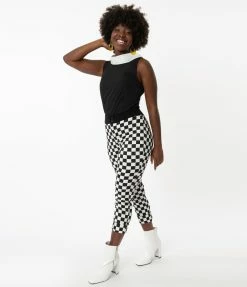 Smak Parlour Black & White Checkered Smarty Pants Capri