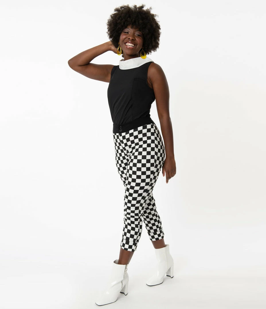Smak Parlour Black & White Checkered Smarty Pants Capri