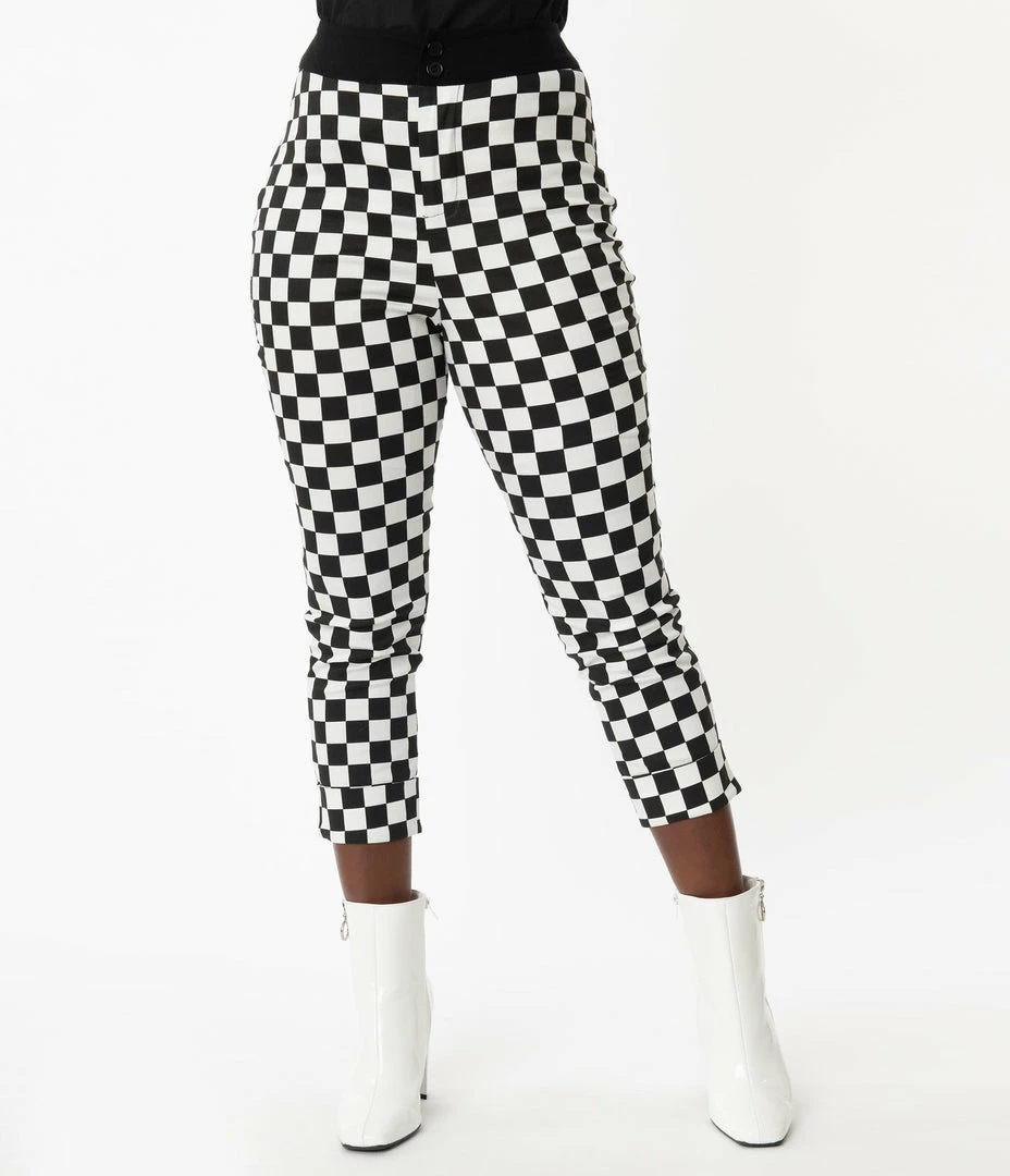 Smak Parlour Black & White Checkered Smarty Pants Capri