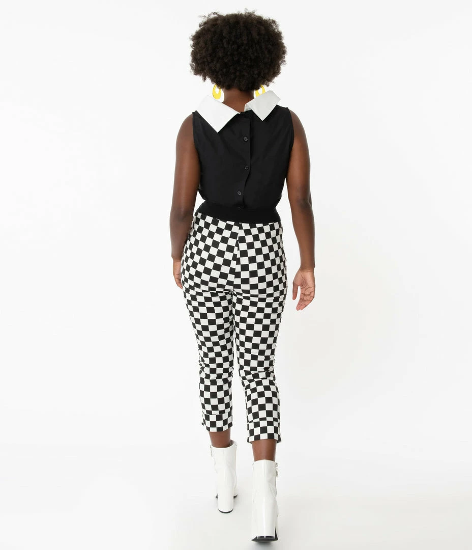 Smak Parlour Black & White Checkered Smarty Pants Capri