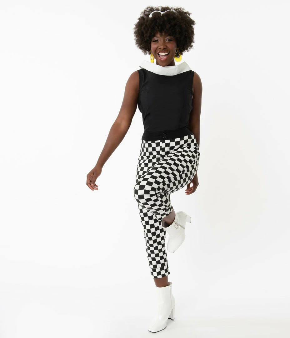 Smak Parlour Black & White Checkered Smarty Pants Capri