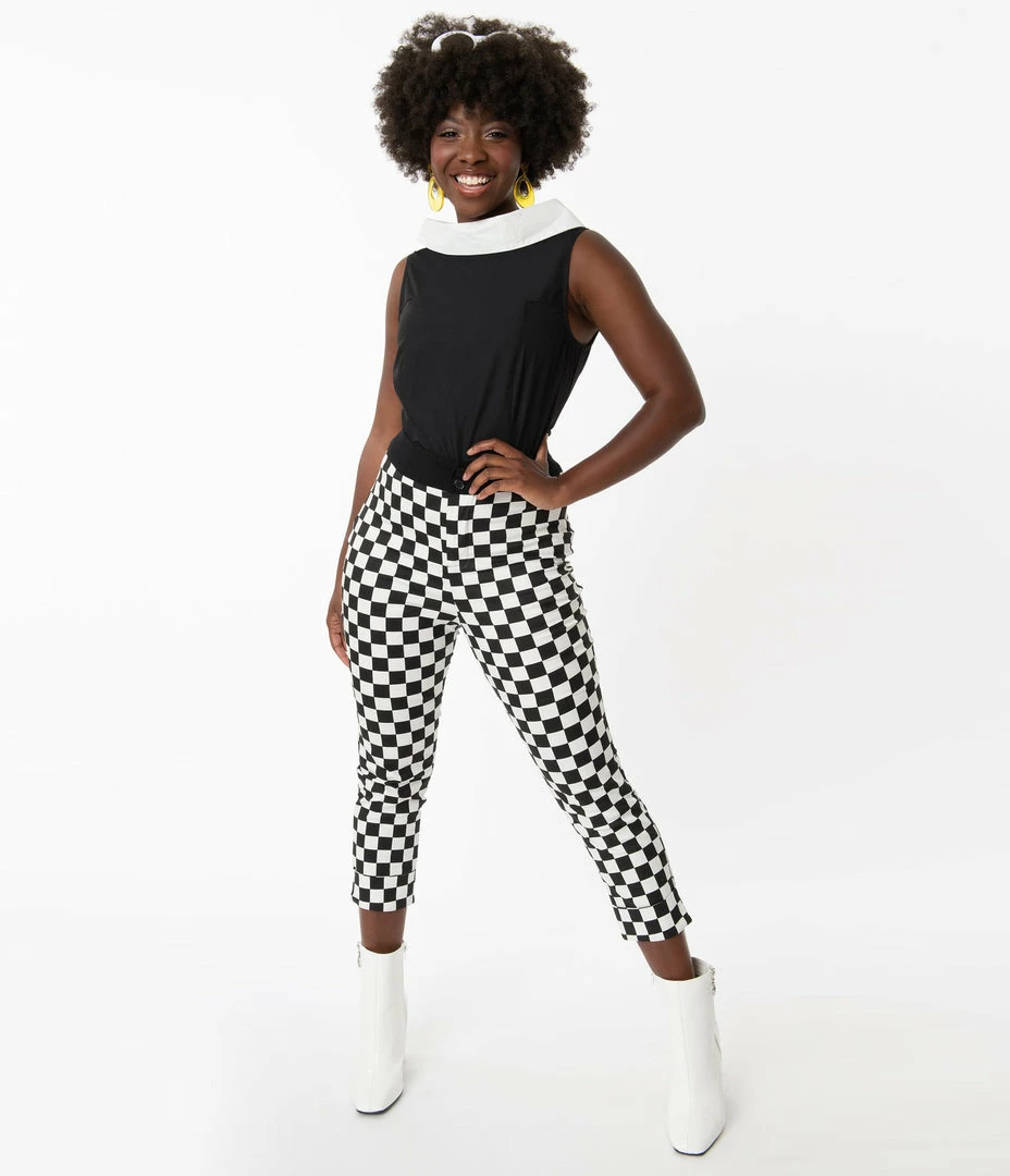 Smak Parlour Black & White Checkered Smarty Pants Capri