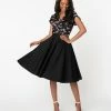 Clothing Magnolia Place 1950s Style Black High Waist Swing Skirt