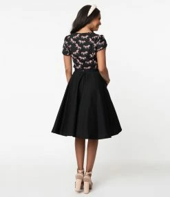 Clothing Magnolia Place 1950s Style Black High Waist Swing Skirt
