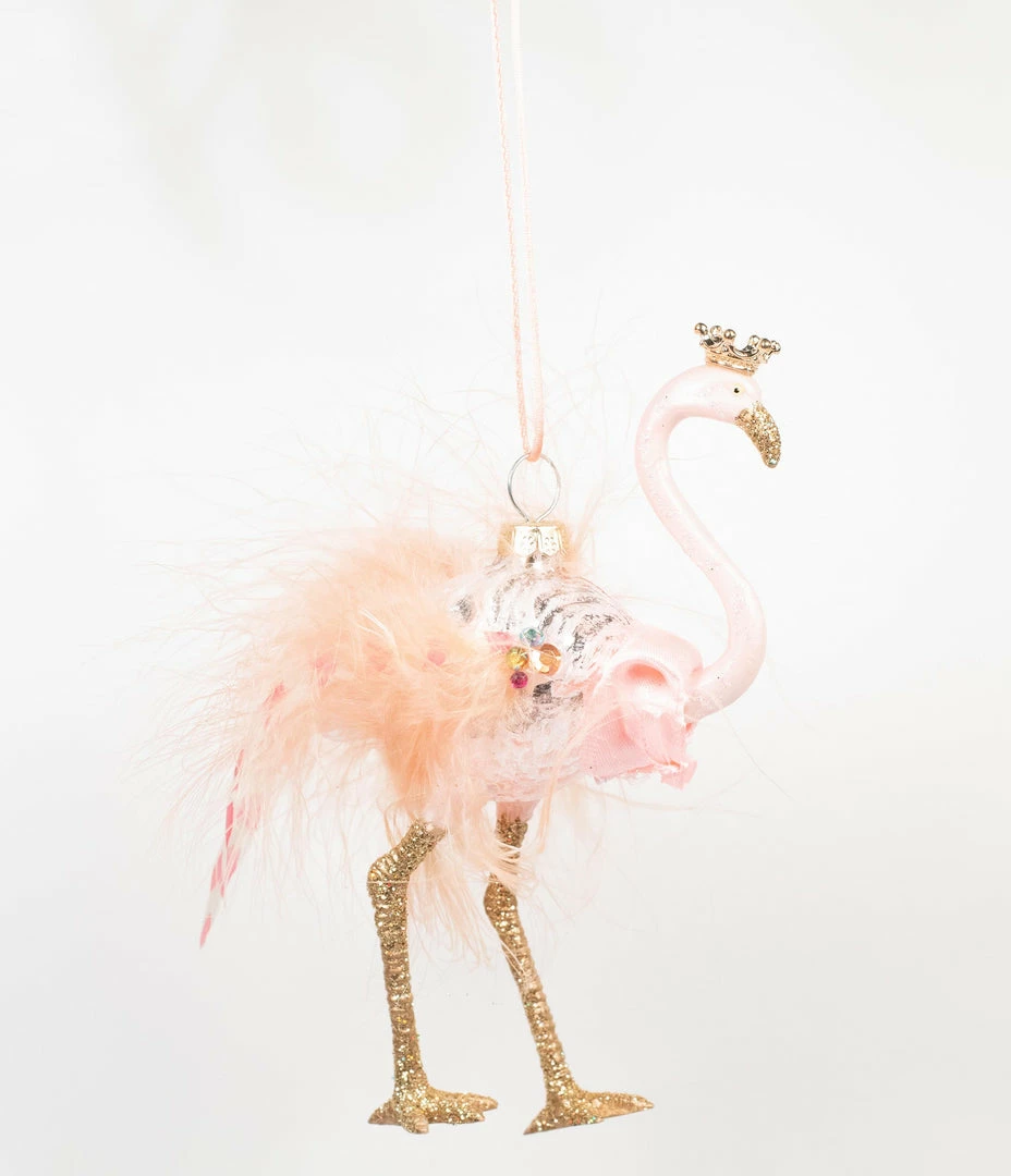Cody Foster Retro Pink Flamingo Glass Ornament Accessories