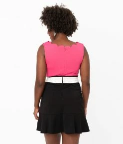 Sale Smak Parlour Hot Pink Charmed Sleeveless Scallop Top