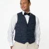 Collectif Navy Blue Crosshatch Max Waistcoat